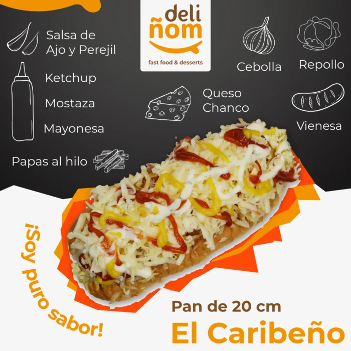 Combo Caribeño 1 (1 Caribeño + DeliPapas Naturales + 1 Coca Cola de lata) - Imagen 2