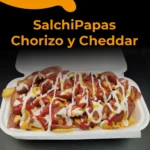 SalchiPapas con Cheddar y Chorizo