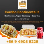 Combo Continental 2 - Continental + Papas Rústicas Sazonadas + 1 Coca cola en lata